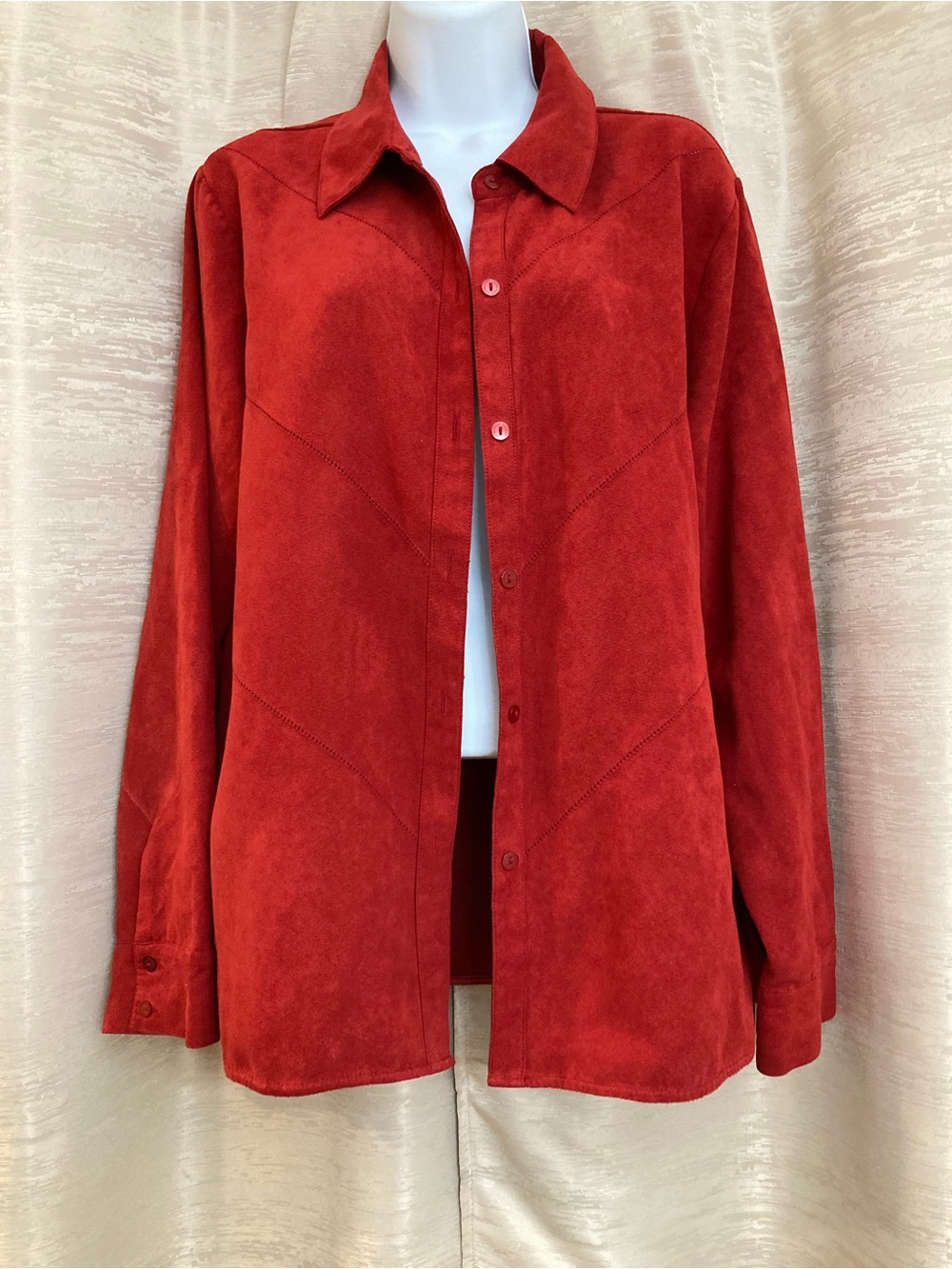 relativity Women's Red Suede Button-Up Jacket XL